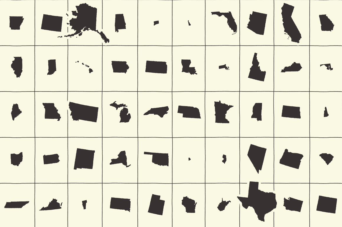 50 U.S. State Shapes & Map