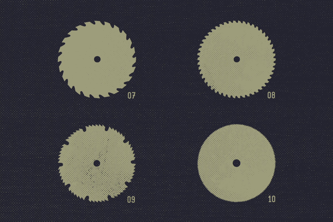 Vector AI saw blade badge shapes