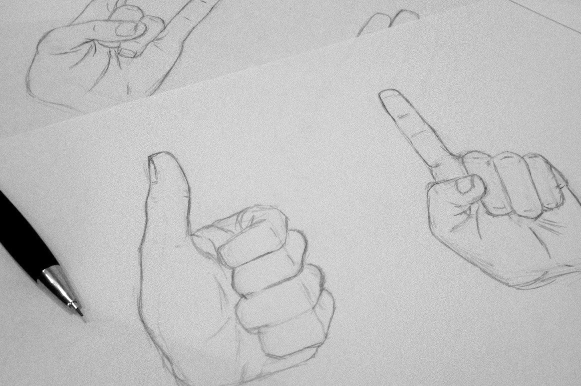 Process illustration shown as I created these hands
